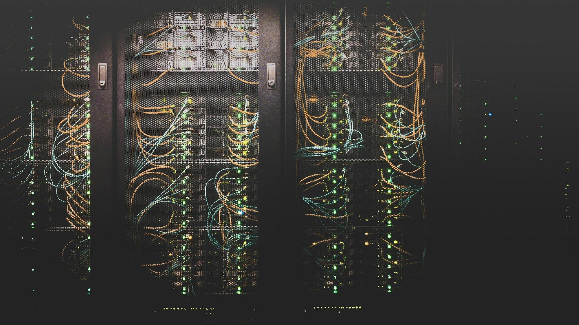 Neatly organised network cables in a server rack